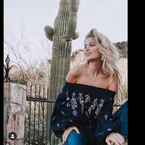 Fre people saachi floral smocked boho top